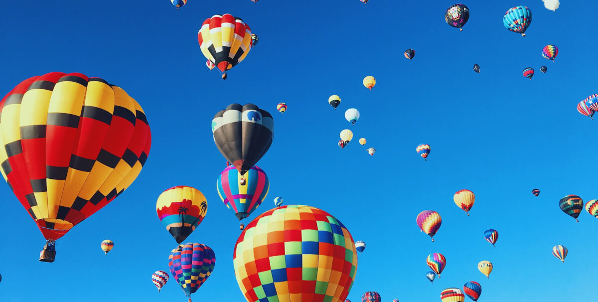 hot air ballons floating in the sky