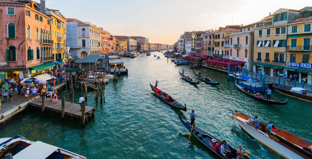 canal of gondolas