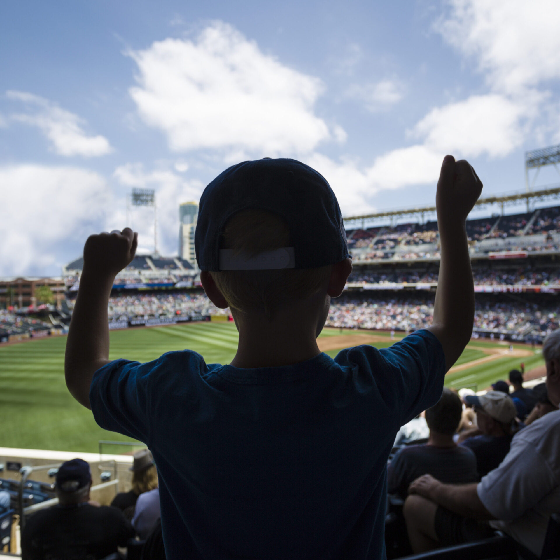 child cheering at world series