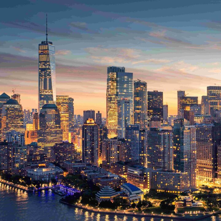 stylized image of new york city night skyline