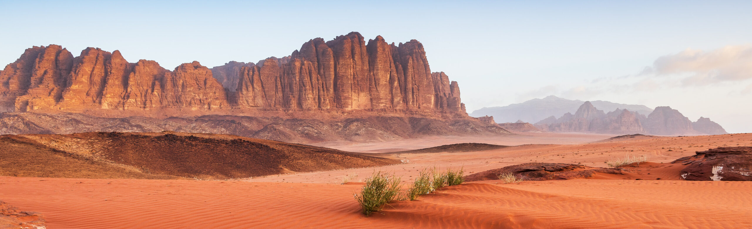 The Wadi Rum Desert - Orange Sands and Large Rock Formations