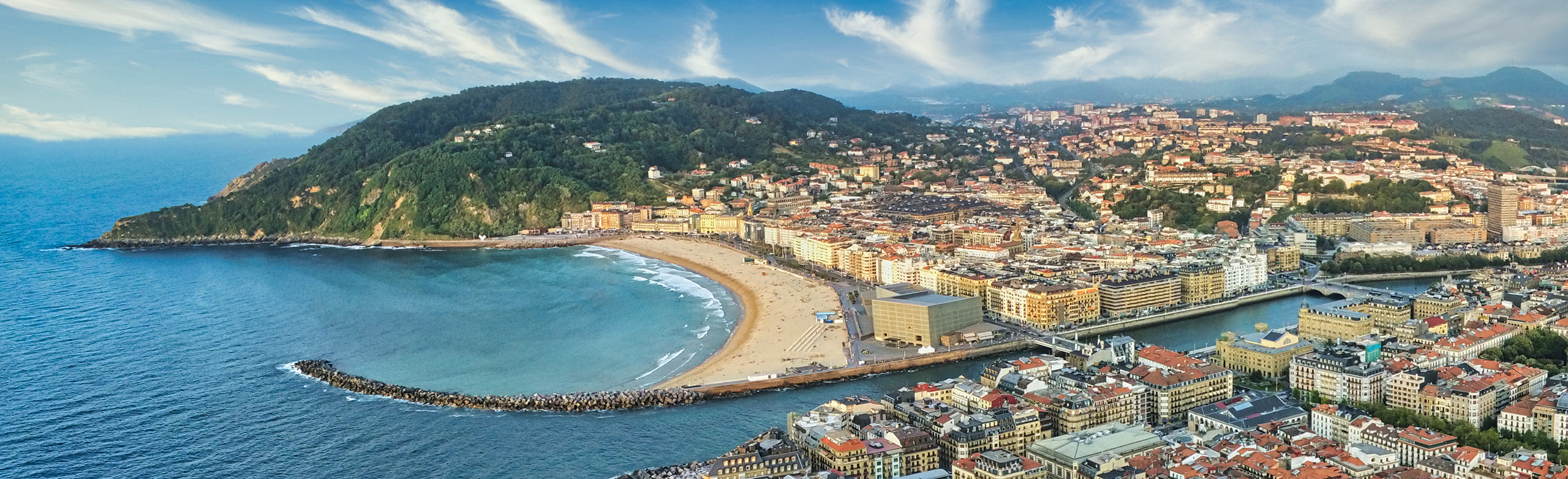 The basque country of spain, Bilbao coastline with city front