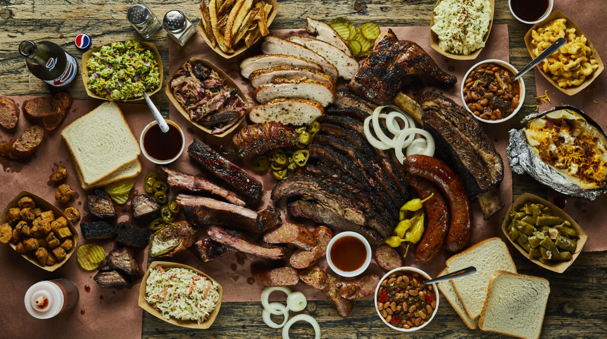 Texas BBQ from Hutchins, Chicken, Pork, Beef, Brisket and all the sides