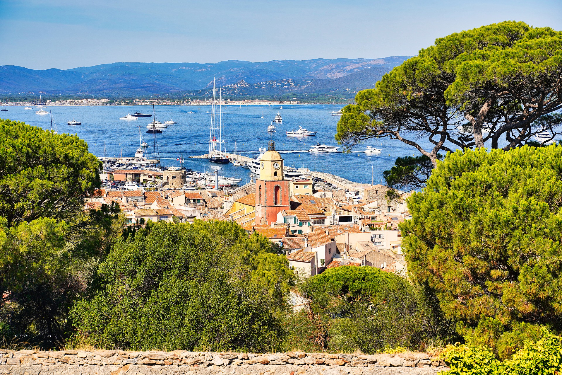 A view of St. Tropez and the Mediterranean Sea