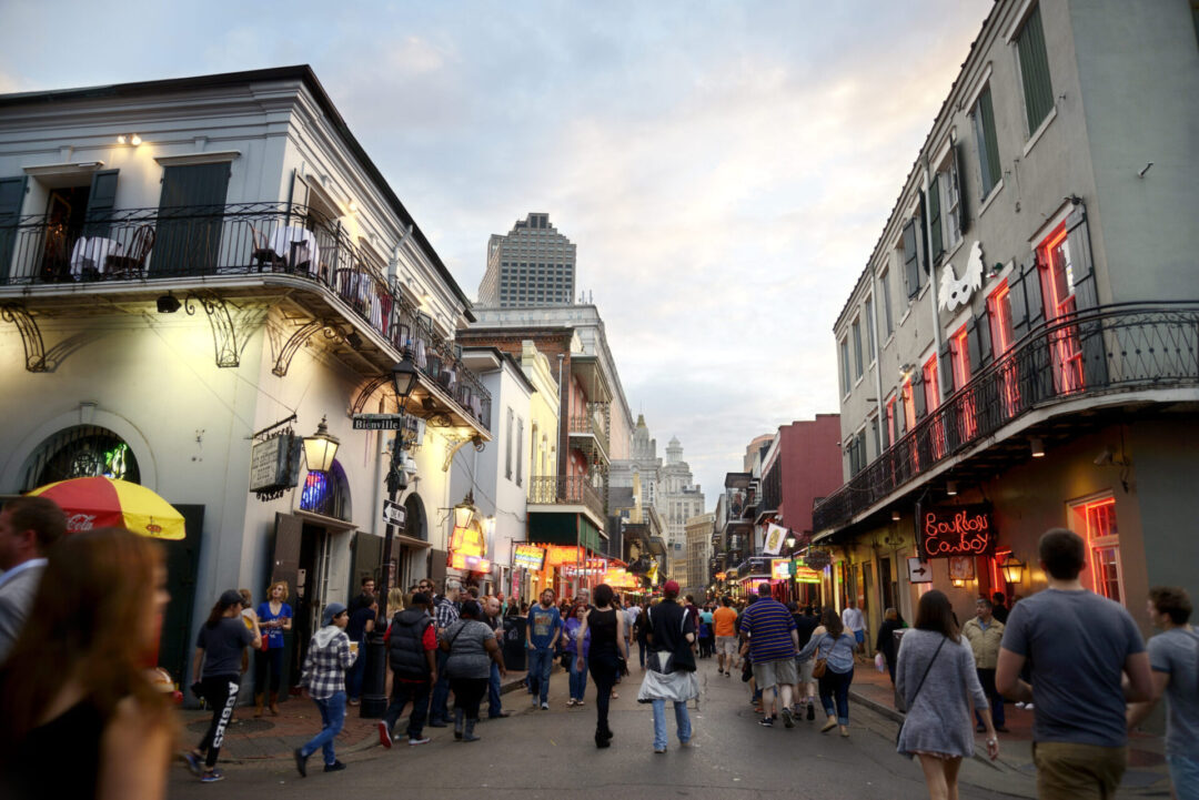 Bourbon Street, French Quarter, Mardi Gras, New Orleans, Louisiana, USA