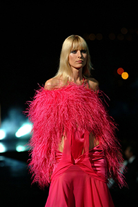 Model on runway at New York Fashion Week