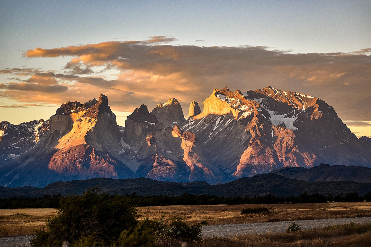 Patagonia mountain range at dusk