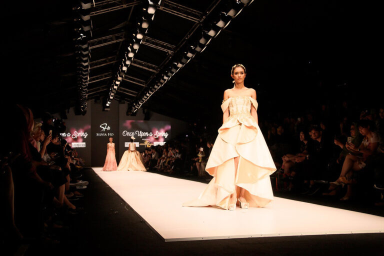 model in elegant spring attire on runway