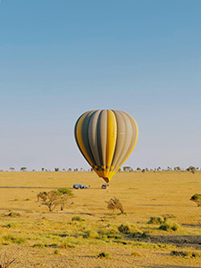 hot air balloon over the serengeti